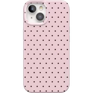 Casely iPhone 15 Case | Powder Pups | Dog Sled | Compatible with MagSafe | Classic Ultra Thin Design(On the Dot | Pink Polka Dot)