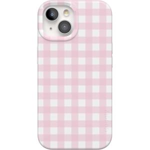 Casely iPhone 15 Case | Powder Pups | Dog Sled | Compatible with MagSafe | Classic Ultra Thin Design(Pink Plaid | Sunday Best)