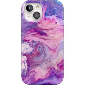 Casely iPhone 15 Case | Powder Pups | Dog Sled | Compatible with MagSafe | Classic Ultra Thin Design(Tie Dying Over You | Purple Marble)