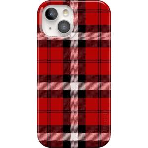 Casely iPhone 15 Case | Sneaky Monkeys | Frida Kahlo Jungle Floral | Compatible with MagSafe | Classic Ultra Thin Design(As if! | Red Plaid)