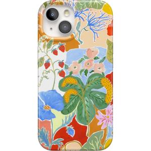 Casely iPhone 15 Case | Sneaky Monkeys | Frida Kahlo Jungle Floral | Compatible with MagSafe | Classic Ultra Thin Design(Botanical Blooms | Floral Patchwork)