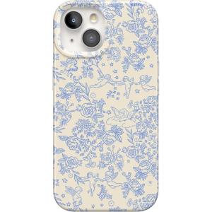 Casely iPhone 15 Case | Sneaky Monkeys | Frida Kahlo Jungle Floral | Compatible with MagSafe | Classic Ultra Thin Design(Cupid’s Canvas | Periwinkle Floral)