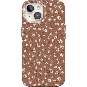 Casely iPhone 15 Case | Sneaky Monkeys | Frida Kahlo Jungle Floral | Compatible with MagSafe | Classic Ultra Thin Design(Mocha Meadow | Tiny Flowers)