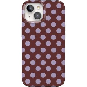 Casely iPhone 15 Case | Sneaky Monkeys | Frida Kahlo Jungle Floral | Compatible with MagSafe | Classic Ultra Thin Design(Spotted in SoHo | Burgundy Polka Dot)