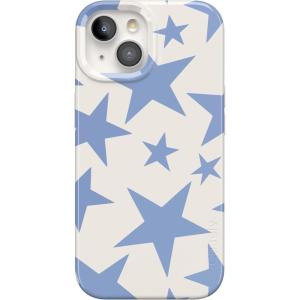 Casely iPhone 15 Case | Sneaky Monkeys | Frida Kahlo Jungle Floral | Compatible with MagSafe | Classic Ultra Thin Design(Stars Align | Blue & White Stars)