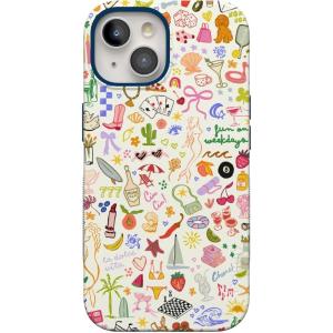 Casely iPhone 15 Case | Twilight Flora | Moody Monochrome | Bold Protective Design | Compatible with MagSafe(All the Fun Things | Fun on Weekdays)