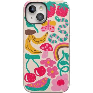 Casely iPhone 15 Case | Twilight Flora | Moody Monochrome | Bold Protective Design | Compatible with MagSafe(Doodle Bug | Crayola Crayon)