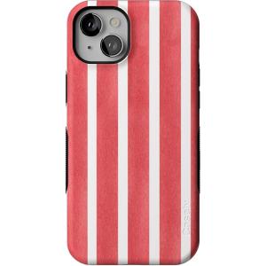 Casely iPhone 15 Case | Twilight Flora | Moody Monochrome | Bold Protective Design | Compatible with MagSafe(East Coast Summer | Red Stripes)