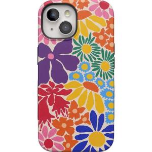Casely iPhone 15 Case | Twilight Flora | Moody Monochrome | Bold Protective Design | Compatible with MagSafe(Flower Patch | Multi-Color Floral)