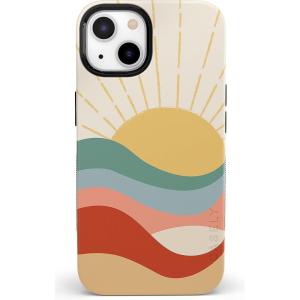Casely iPhone 15 Case | Twilight Flora | Moody Monochrome | Bold Protective Design | Compatible with MagSafe(Here Comes the Sun | Colorblock Sunset)