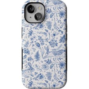 Casely iPhone 15 Case | Twilight Flora | Moody Monochrome | Bold Protective Design | Compatible with MagSafe(Hop & Bloom | Bunny Toile)