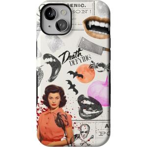 Casely iPhone 15 Case | Twilight Flora | Moody Monochrome | Bold Protective Design | Compatible with MagSafe(If You Dare | Horror Collage)