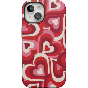 Casely iPhone 15 Case | Twilight Flora | Moody Monochrome | Bold Protective Design | Compatible with MagSafe(Love Song Remix | Ombre Hearts)