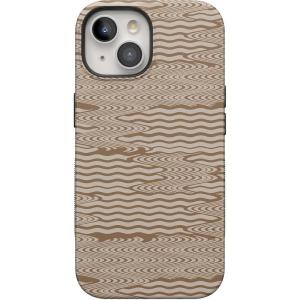 Casely iPhone 15 Case | Twilight Flora | Moody Monochrome | Bold Protective Design | Compatible with MagSafe(Mocha Ripple | Brown Waves Case)