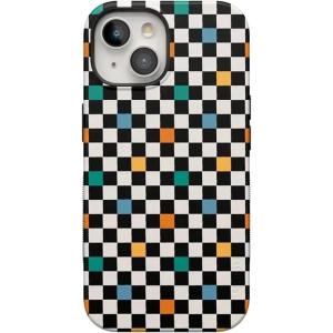 Casely iPhone 15 Case | Twilight Flora | Moody Monochrome | Bold Protective Design | Compatible with MagSafe(Old Skool | Retro Checkerboard)