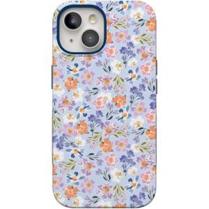 Casely iPhone 15 Case | Twilight Flora | Moody Monochrome | Bold Protective Design | Compatible with MagSafe(Poppy Meadows | Pastel Floral)
