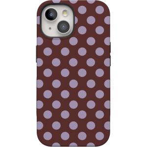 Casely iPhone 15 Case | Twilight Flora | Moody Monochrome | Bold Protective Design | Compatible with MagSafe(Spotted in SoHo | Burgundy Polka Dot)