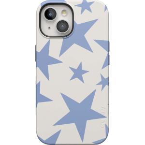 Casely iPhone 15 Case | Twilight Flora | Moody Monochrome | Bold Protective Design | Compatible with MagSafe(Stars Align | Blue & White Stars)