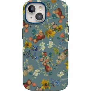 Casely iPhone 15 Case | Twilight Flora | Moody Monochrome | Bold Protective Design | Compatible with MagSafe(Van Gogh | Vincent’s Flowers)