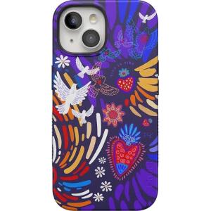 Casely iPhone 15 Case | Twilight Flora | Moody Monochrome | Bold Protective Design | Compatible with MagSafe(Viva La Vida | Frida Kahlo Collage)