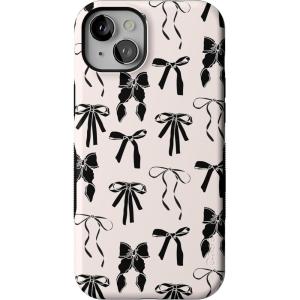 Casely iPhone 15 Plus Case | All The Fun Things | Fun on Weekdays | Bold Protective Design | Compatible with MagSafe(Goth Girlie | Black Bows)
