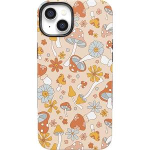 Casely iPhone 15 Plus Case | All The Fun Things | Fun on Weekdays | Bold Protective Design | Compatible with MagSafe(Mushroom Magic | Retro Floral)