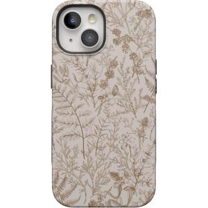 Casely iPhone 15 Plus Case | Navy Floral | Full Bloom | Bold Protective Design | Compatible with MagSafe(Beige Garden | Neutral Floral)