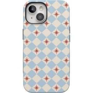 Casely iPhone 15 Plus Case | Navy Floral | Full Bloom | Bold Protective Design | Compatible with MagSafe(Chelsea Checker | Starlight Tiles)