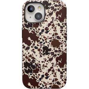 Casely iPhone 15 Plus Case | Navy Floral | Full Bloom | Bold Protective Design | Compatible with MagSafe(Cowgirl Envy | Cow Print)