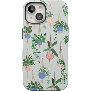 Casely iPhone 15 Plus Case | Navy Floral | Full Bloom | Bold Protective Design | Compatible with MagSafe(Hanging Around | Potted Plants Floral)