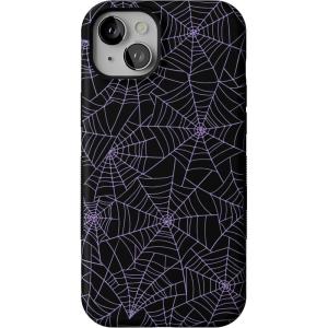 Casely iPhone 15 Plus Case | Navy Floral | Full Bloom | Bold Protective Design | Compatible with MagSafe(Midnight Web | Spider Web)