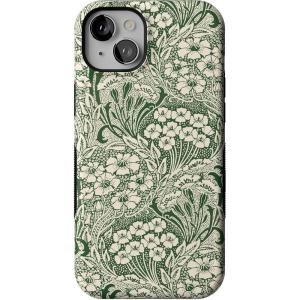 Casely iPhone 15 Plus Case | Navy Floral | Full Bloom | Bold Protective Design | Compatible with MagSafe(Mystic Meadow | Green Gardens)
