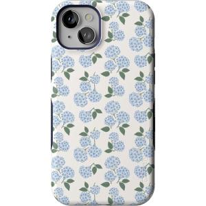 Casely iPhone 15 Plus Case | Navy Floral | Full Bloom | Bold Protective Design | Compatible with MagSafe(Nantucket Cottage | Blue Hydrangea)