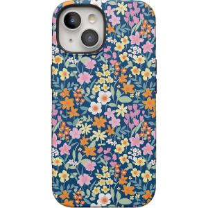 Casely iPhone 15 Plus Case | Navy Floral | Full Bloom | Bold Protective Design | Compatible with MagSafe(Navy Floral | Full Bloom)