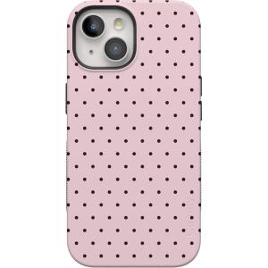 Casely iPhone 15 Plus Case | Navy Floral | Full Bloom | Bold Protective Design | Compatible with MagSafe(On the Dot | Pink Polka Dot)
