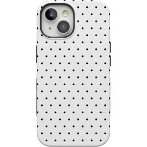 Casely iPhone 15 Plus Case | Navy Floral | Full Bloom | Bold Protective Design | Compatible with MagSafe(On the Dot | White Polka Dot)