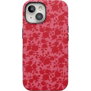 Casely iPhone 15 Plus Case | Navy Floral | Full Bloom | Bold Protective Design | Compatible with MagSafe(Rose Garden | Red Aesthetic)