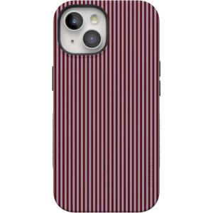 Casely iPhone 15 Plus Case | Navy Floral | Full Bloom | Bold Protective Design | Compatible with MagSafe(Stripes and the City | Tiny Pinstripe)