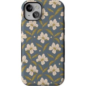 Casely iPhone 15 Plus Case | Navy Floral | Full Bloom | Bold Protective Design | Compatible with MagSafe(The Boyfriend Collection | Lei’d Back)