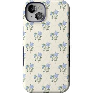 Casely iPhone 15 Plus Case | Navy Floral | Full Bloom | Bold Protective Design | Compatible with MagSafe(Vintage Garden | Blue Hydrangea)