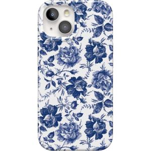 Casely iPhone 15 Plus Case | Vines of Love | Floral Heart | Compatible with MagSafe | Classic Ultra Thin Design(Rose to Fame | Blue & White Floral)