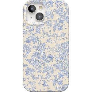 Casely iPhone 15 Plus Case | Waves & Rays | Sunshine | Compatible with MagSafe | Classic Ultra Thin Design(Cupid’s Canvas | Periwinkle Floral)