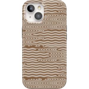 Casely iPhone 15 Plus Case | Waves & Rays | Sunshine | Compatible with MagSafe | Classic Ultra Thin Design(Mocha Ripple | Brown Waves Case)