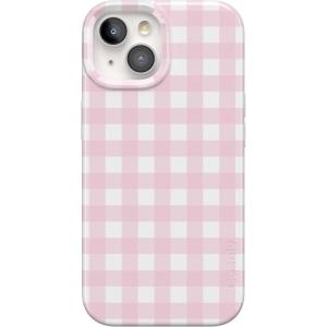 Casely iPhone 15 Plus Case | Waves & Rays | Sunshine | Compatible with MagSafe | Classic Ultra Thin Design(Pink Plaid | Sunday Best)