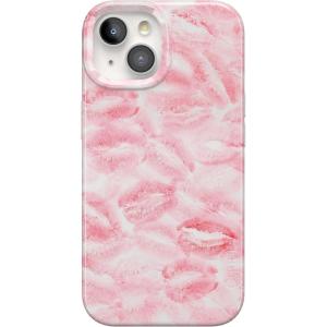 Casely iPhone 15 Plus Case | Waves & Rays | Sunshine | Compatible with MagSafe | Classic Ultra Thin Design(Sealed with a Kiss | Pink Lipstick)