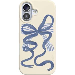 Casely iPhone 17 Case | Full Bloom | Navy Floral | Compatible with MagSafe | Classic Ultra Thin Design(Heartstrings | Blue Bow)