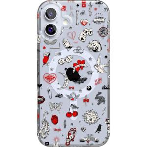 Casely iPhone 17 Case | Full Bloom | Navy Floral | Compatible with MagSafe | Classic Ultra Thin Design(Not a Phase | Clear Flash Tattoo)
