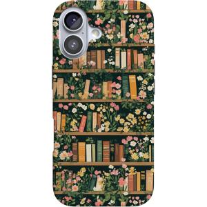 Casely iPhone 17 Case | Moody Monochrome | Bordeaux Rose | Compatible with MagSafe | Classic Ultra Thin Design(Book Nook | Floral Library)