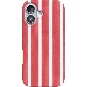 Casely iPhone 17 Case | Moody Monochrome | Bordeaux Rose | Compatible with MagSafe | Classic Ultra Thin Design(East Coast Summer | Red Stripes)