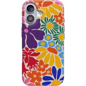 Casely iPhone 17 Case | Moody Monochrome | Bordeaux Rose | Compatible with MagSafe | Classic Ultra Thin Design(Flower Patch | Multi-Color Floral)